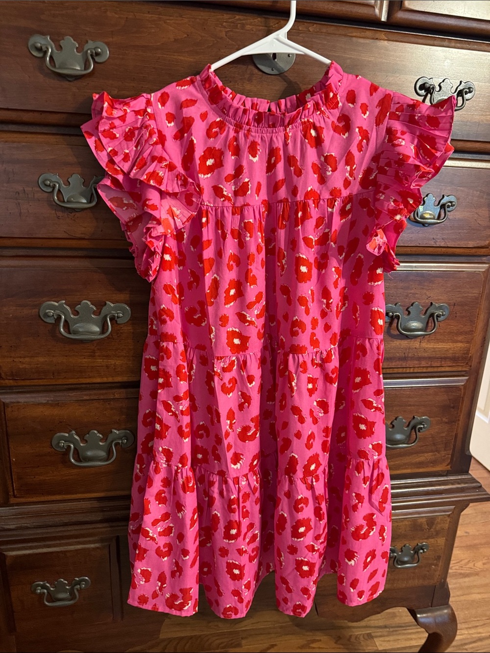 JODIFL Pink Dress with Red Floral Print